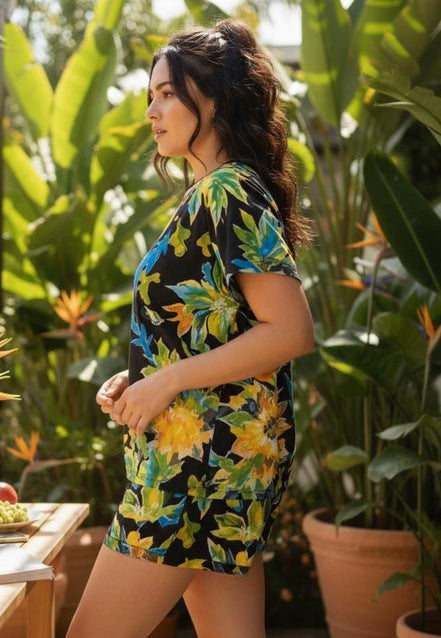 True Flower Child Vector Pajama Set - Whimsical Bohemian Loungewear for Artsy Dreamers by Aesthetic Rebellion