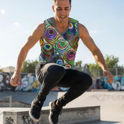 AI Art Tank Top | Vibrant Glitchcore Jersey by Aesthetic Rebellion