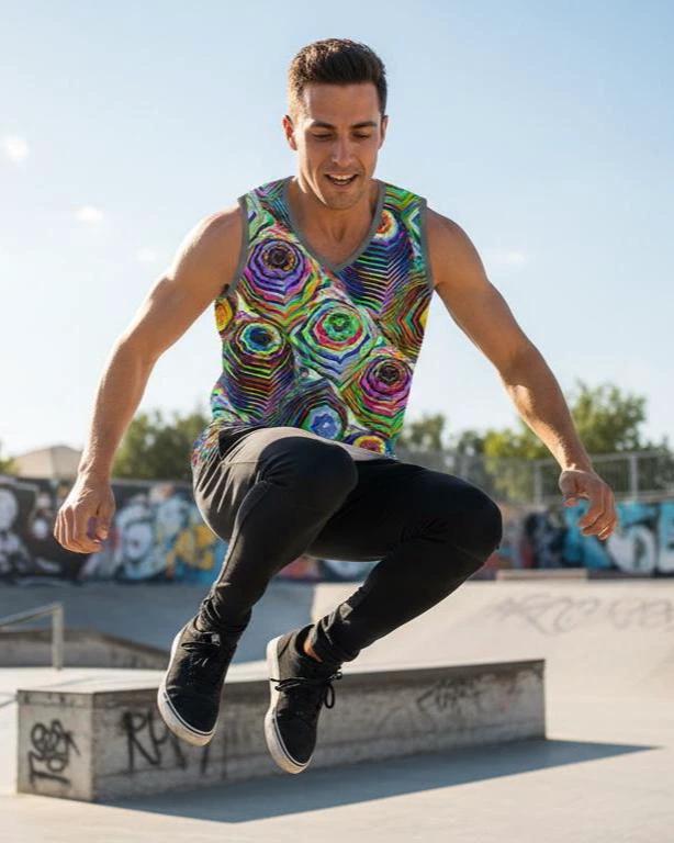 AI Art Tank Top | Vibrant Glitchcore Jersey by Aesthetic Rebellion