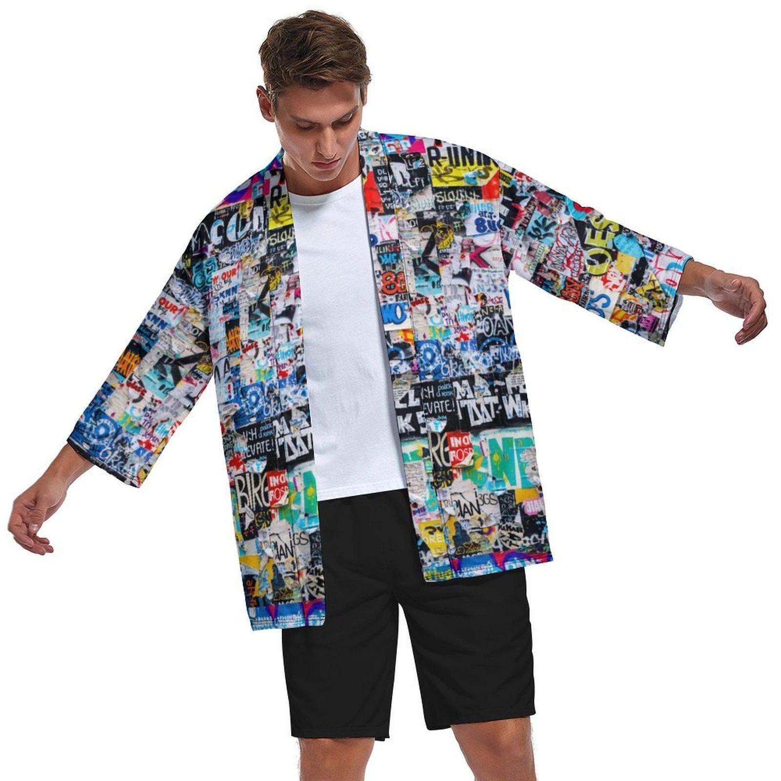 Drop Shoulder Male Kimono Cardigan(All-Over Printing) by SALE_DESIGN-Personal Design