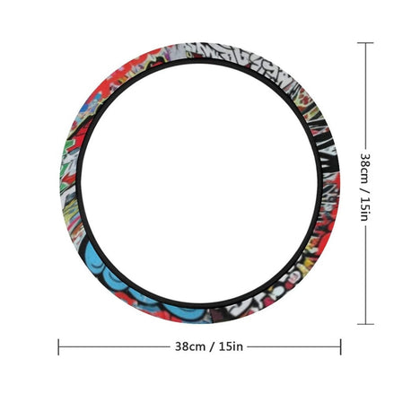 Psychedelic All-Over Print Steering Wheel Cover - Anti-Slip Maximalist Car Decor for Artistic Drivers by Aesthetic Rebellion