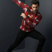 Artsy Floral Men’s Long Sleeve Polo - Polished Maximalist Workwear for Hospitality & Wine Ambassadors by Aesthetic Rebellion