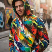 Vibrant Water Splash Hoodie – Psychedelic Fluid Art Pullover by Aesthetic Rebellion