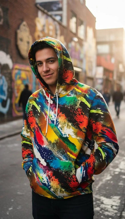 Vibrant Water Splash Hoodie – Psychedelic Fluid Art Pullover by Aesthetic Rebellion