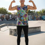 AI Art Tank Top | Vibrant Glitchcore Jersey by Aesthetic Rebellion
