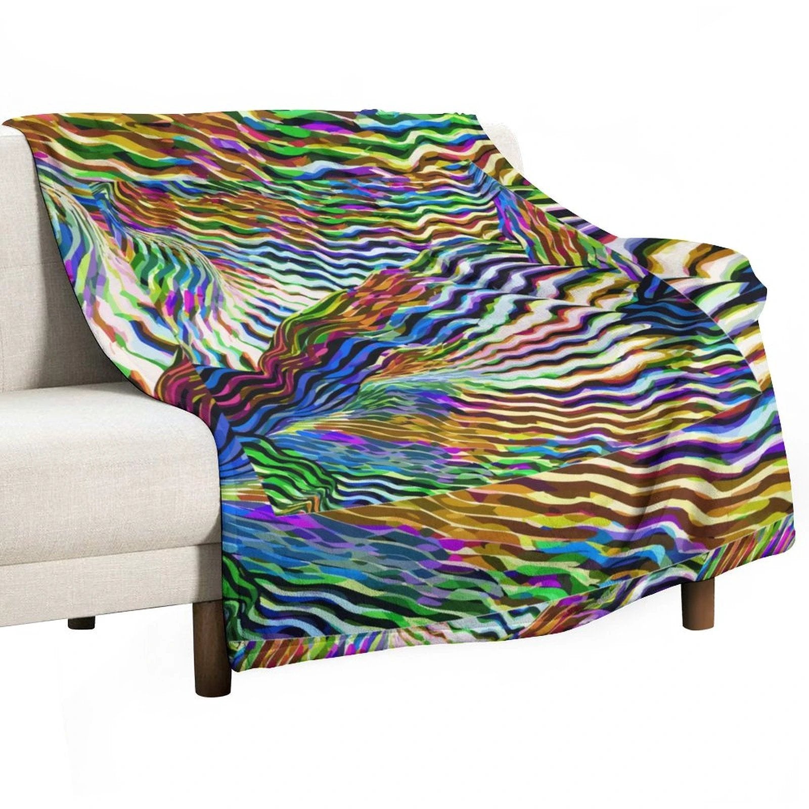 Lightning Complex Abstract Art Flannel Blanket – Storm Aesthetic Maximalist Bedding (60x80in) by SALE_DESIGN-Personal Design