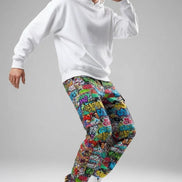 Abstract Graffiti Print Cargo Pants | Men's Streetwear Utility Trousers by Aesthetic Rebellion