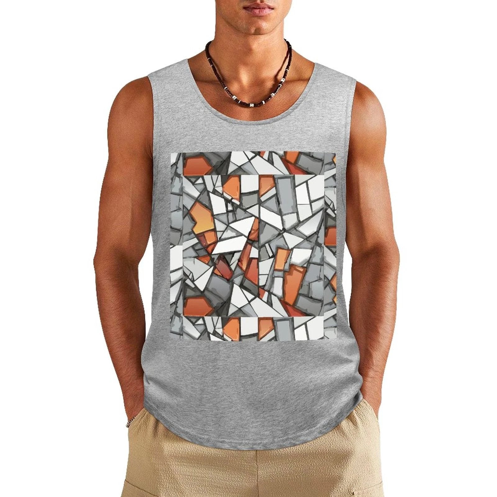 DTF 160gsm Men's Cotton Tank Top(Front Printing) by SALE_DESIGN-Personal Design