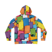 Maximalist Geometric Block Print Hoodie - Vibrant Architectural AOP Sweatshirt for Tech-Creatives by Aesthetic Rebellion