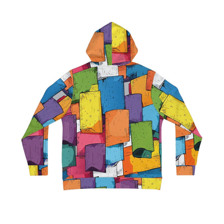 Maximalist Geometric Block Print Hoodie - Vibrant Architectural AOP Sweatshirt for Tech-Creatives by Aesthetic Rebellion