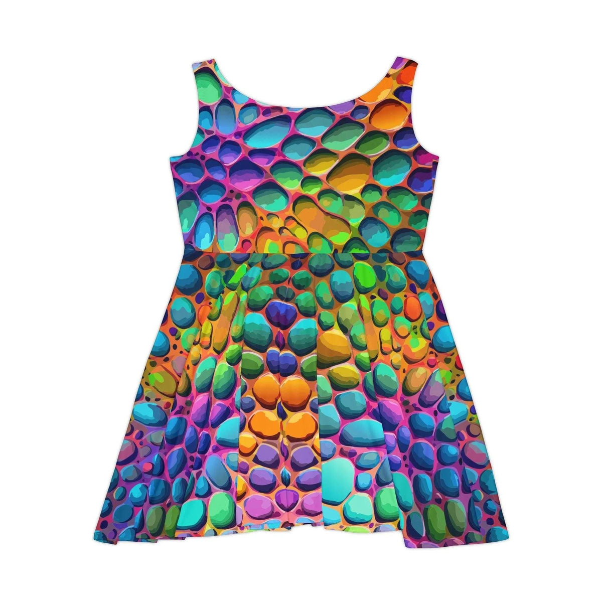 Geometric Graffiti Skater Dress - Vibrant All-Over Print AOP Party Dress for Creative Women by Aesthetic Rebellion