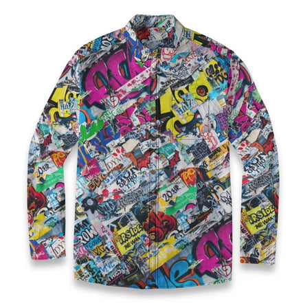 Artistic Print Men's Cotton Shirt - Long Sleeve Button Down by Aesthetic Rebellion