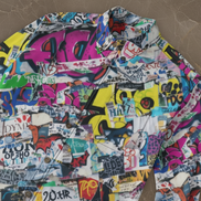 Maximalist Slub Cotton Dress Shirt for Main Characters — Vibrant Vigilante AOP Button-Down, Gallery Opening Menswear, Jazz Bar Outfit, Creative Director Uniform, Wearable Art