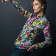Graffiti Print Cotton Poplin Shirt - Antibacterial Designer Workwear for Creative Directors & Urban Stylists by Aesthetic Rebellion