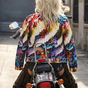 Rainbow Mosaic Shattered Glass Jacket - Primal Print Psychedelic Art Coat for Festival Headliners by Aesthetic Rebellion