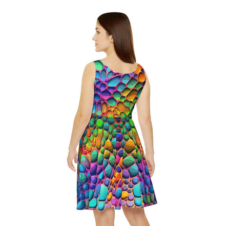 Geometric Graffiti Skater Dress - Vibrant All-Over Print AOP Party Dress for Creative Women by Aesthetic Rebellion