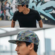 Abstract Fractal Art Flat Brim Cap • Maximalist Streetwear Snapback by Aesthetic Rebellion