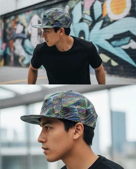 Abstract Fractal Art Flat Brim Cap • Maximalist Streetwear Snapback by Aesthetic Rebellion