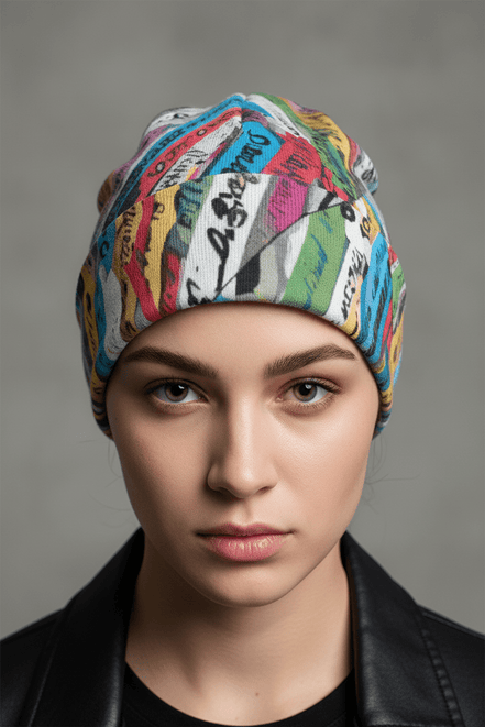 Digital Drip AOP Beanie — Abstract Camo Double-Sided Knit Cap Aesthetic Rebellion
