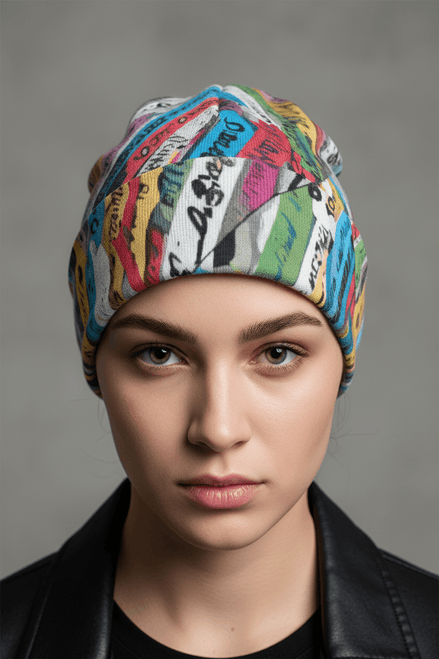 Digital Drip AOP Beanie — Abstract Camo Double-Sided Knit Cap Aesthetic Rebellion