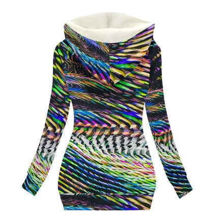 Winter Wonder Neon Snow Hoodie - Psychedelic High-Visibility Streetwear for Extreme Cold by Aesthetic Rebellion
