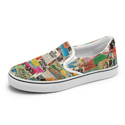 Maximalist Slip-On Shoes for Art-First Dressers — Multipass AOP Canvas Sneakers, Wearable Art Footwear, Unisex Statement Shoes, Streetwear Slip-Ons