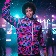Digital Distortion Fashion Hoodie - Vibrant All-Over Print AOP Sweatshirt for Modern Rebels by Aesthetic Rebellion