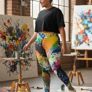 Abstract Expressionist Paint Splash Leggings - High-Waist Plus Size Tights for Bold Fitness by Aesthetic Rebellion