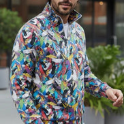 Digital Impasto Paint Stroke Half-Zip - Heavyweight Cotton Pullover for Fine Artists & Curators by Aesthetic Rebellion