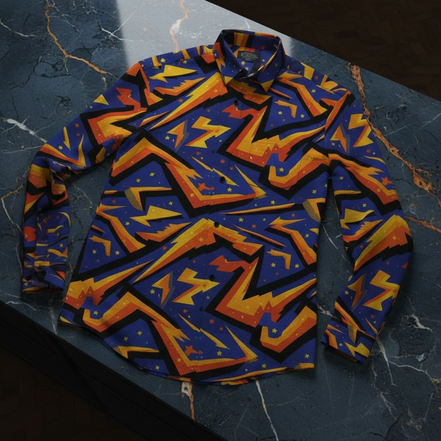 Geometric Glitch Art Button-Down for 90s Arcade Maximalists — AOP Glitchcore Short Sleeve Shirt, Bold Pixel Streetwear Statement, Festival Creative Professional Top