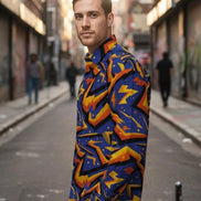 Geometric Glitch Art Button Down Shirt | 90s Arcade Streetwear by Aesthetic Rebellion