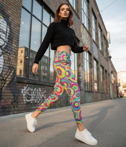 Neon StreetsmArt Athletic Joggers - Vibrant Graffiti Print Unisex Activewear for Urban Style by Aesthetic Rebellion