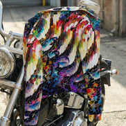 Rainbow Mosaic Shattered Glass Jacket - Primal Print Psychedelic Art Coat for Festival Headliners by Aesthetic Rebellion