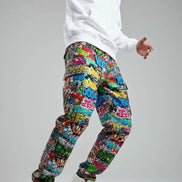 Abstract Graffiti Print Cargo Pants | Men's Streetwear Utility Trousers by Aesthetic Rebellion