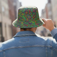 Alligator Bites Neon Geometric Bucket Hat - Edgy Psychedelic Rave Hat for Dubstep & Alt-Fashion by Aesthetic Rebellion