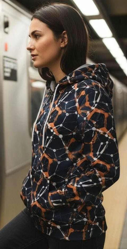 Cyberpunk Network Splatter Art Hoodie - Dark Grunge Techwear Pullover for Futuristic Streetwear by Aesthetic Rebellion