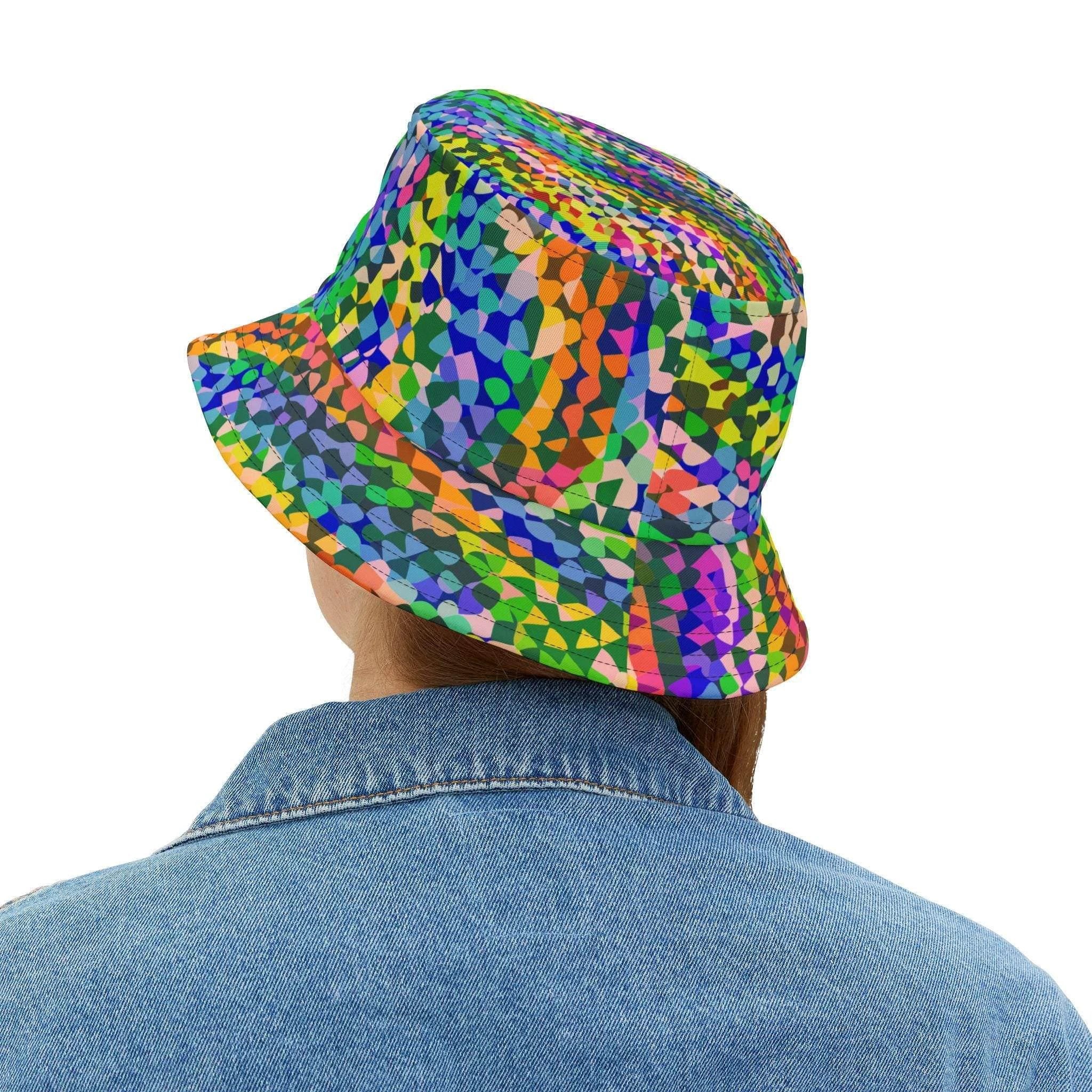 Kaleidoscope Bucket Hat - Psychedelic Rainbow Geometric Rave Sun Hat by Aesthetic Rebellion