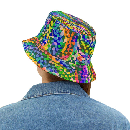 Kaleidoscope Bucket Hat - Psychedelic Rainbow Geometric Rave Sun Hat by Aesthetic Rebellion