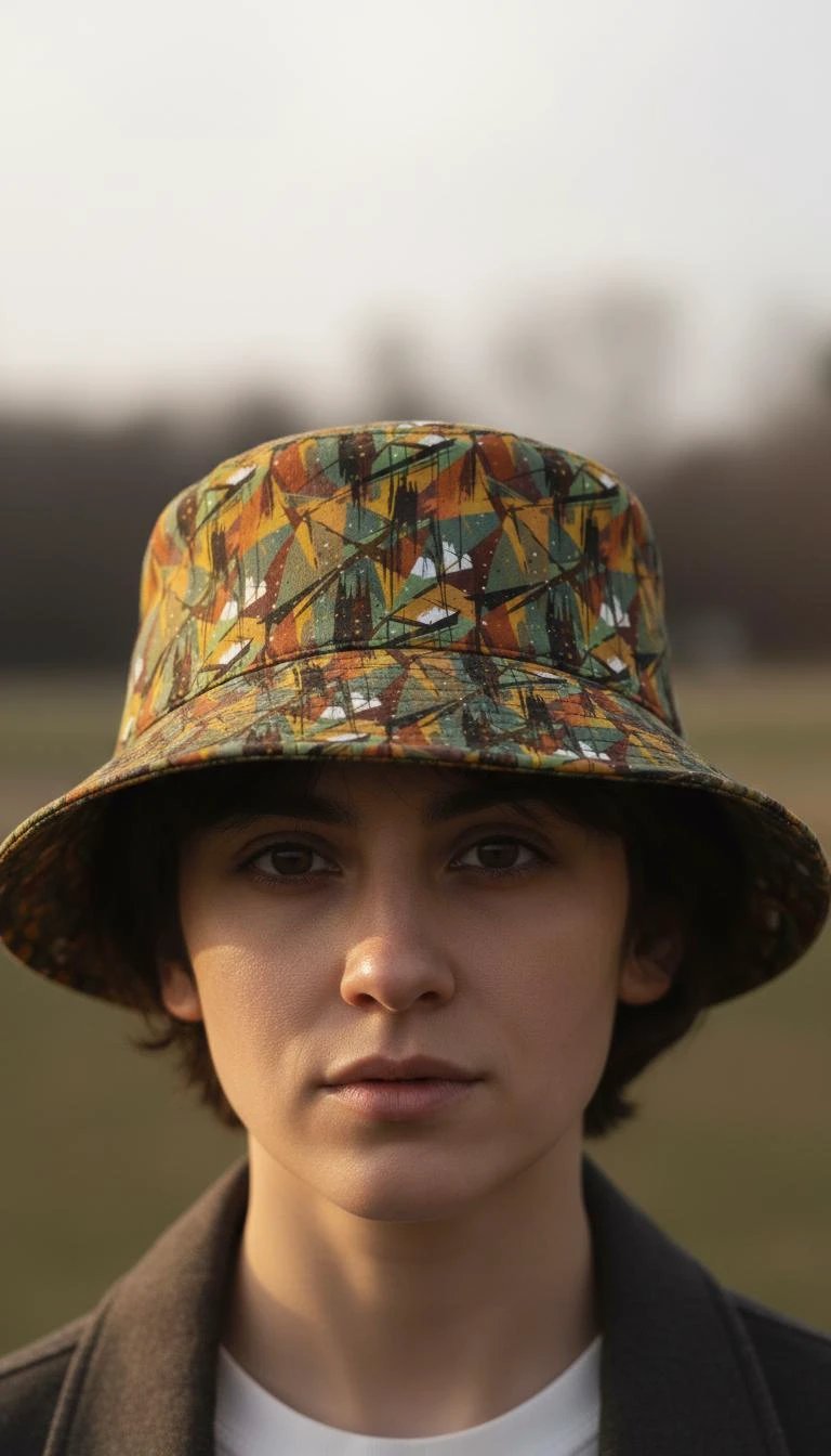 Nature Calls Abstract Leaf Bucket Hat - Earthy Autumn Print Sun Hat for Gorpcore Style by Aesthetic Rebellion