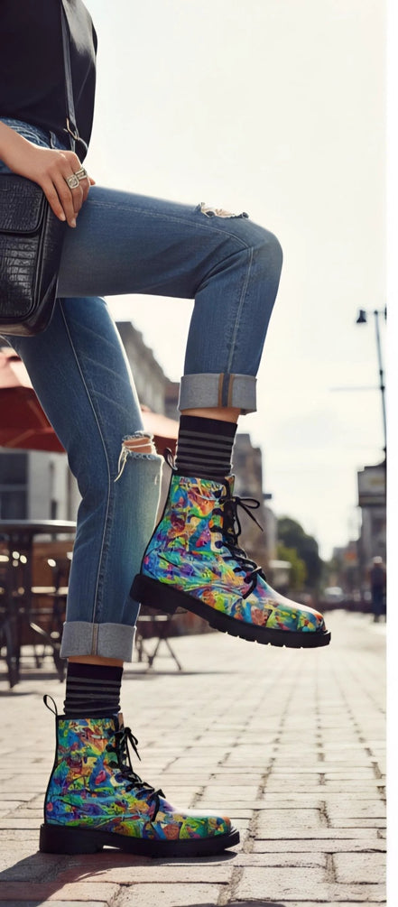 Vandals Velvet Martin Short Boots - Designer All-Over Print Combat Boots for Edgy Streetwear by Aesthetic Rebellion