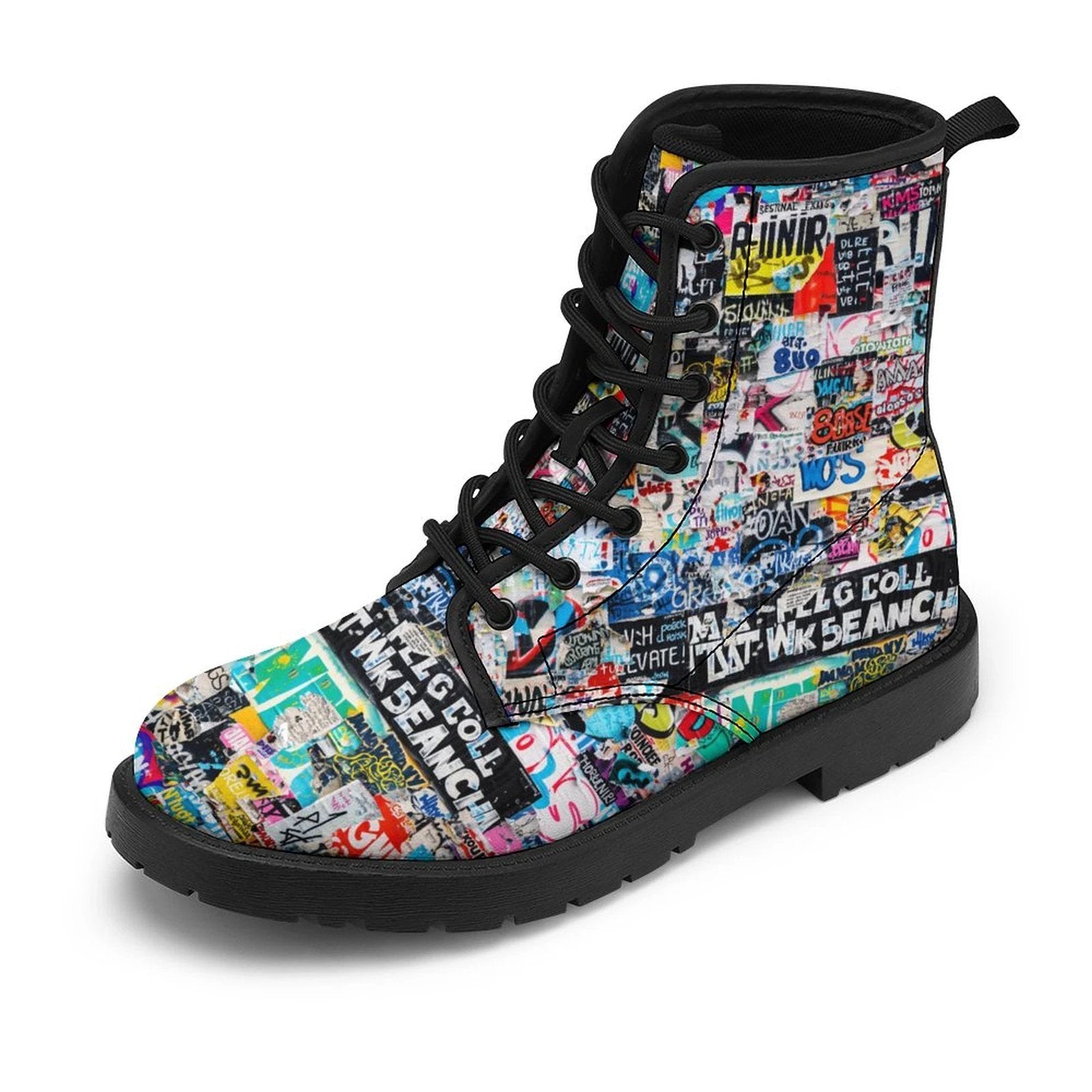 Urban Graffiti Combat Boots – All-Over Print Martin Boots – Maximalist Street Art Footwear by SALE_DESIGN-Personal Design