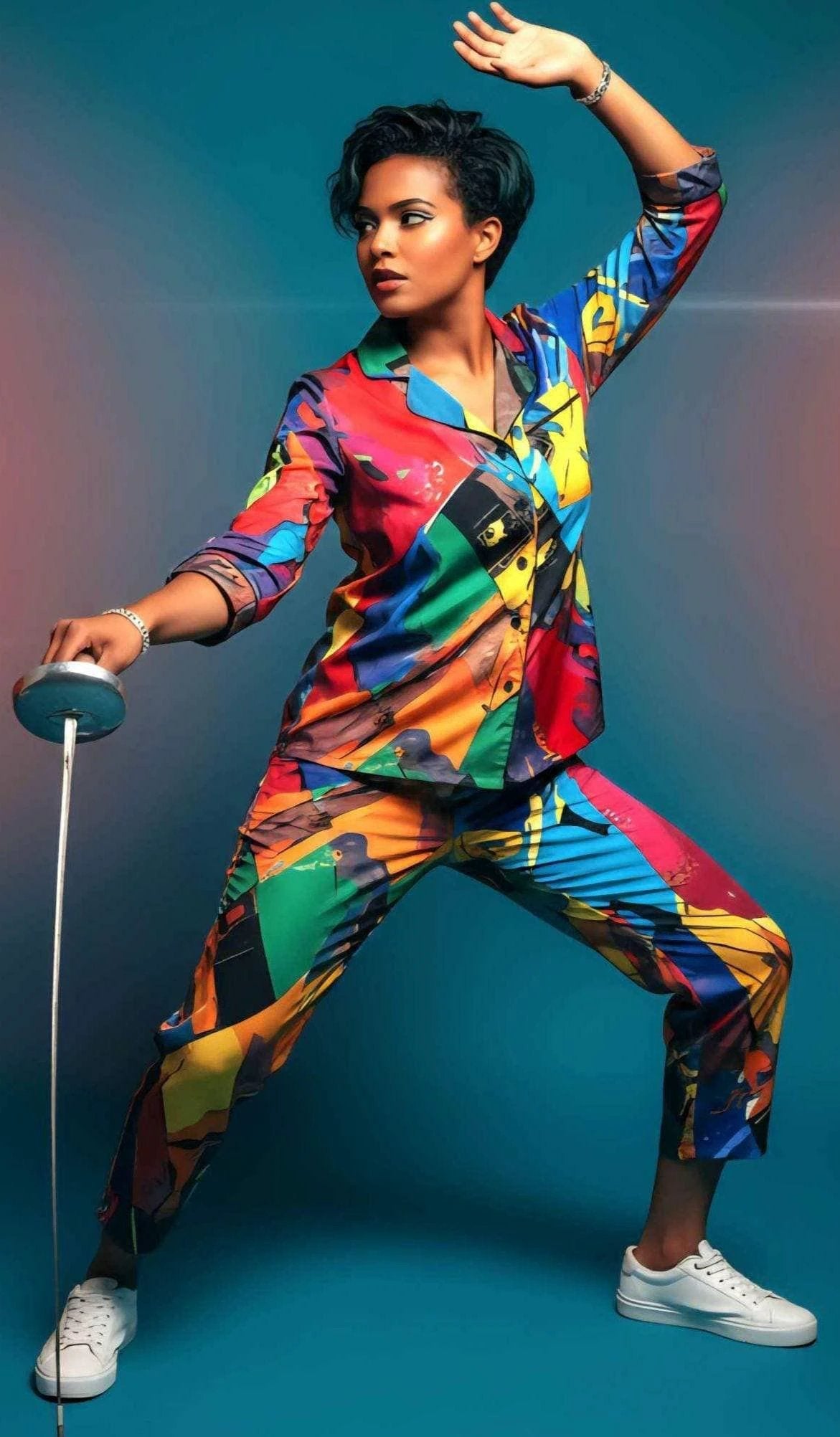 Vibrant Abstract Satin Pajama Set - Luxury All-Over Print Loungewear for Bold Sleepwear by Aesthetic Rebellion
