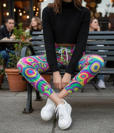 Neon StreetsmArt Athletic Joggers - Vibrant Graffiti Print Unisex Activewear for Urban Style by Aesthetic Rebellion