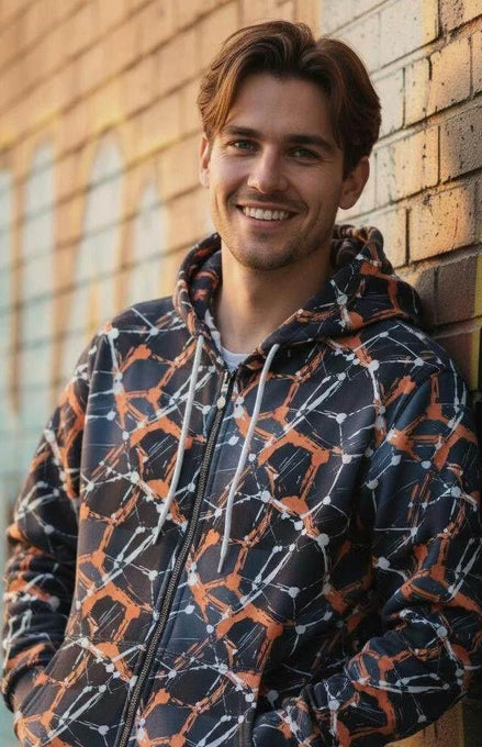 Cyberpunk Network Splatter Art Hoodie - Dark Grunge Techwear Pullover for Futuristic Streetwear by Aesthetic Rebellion