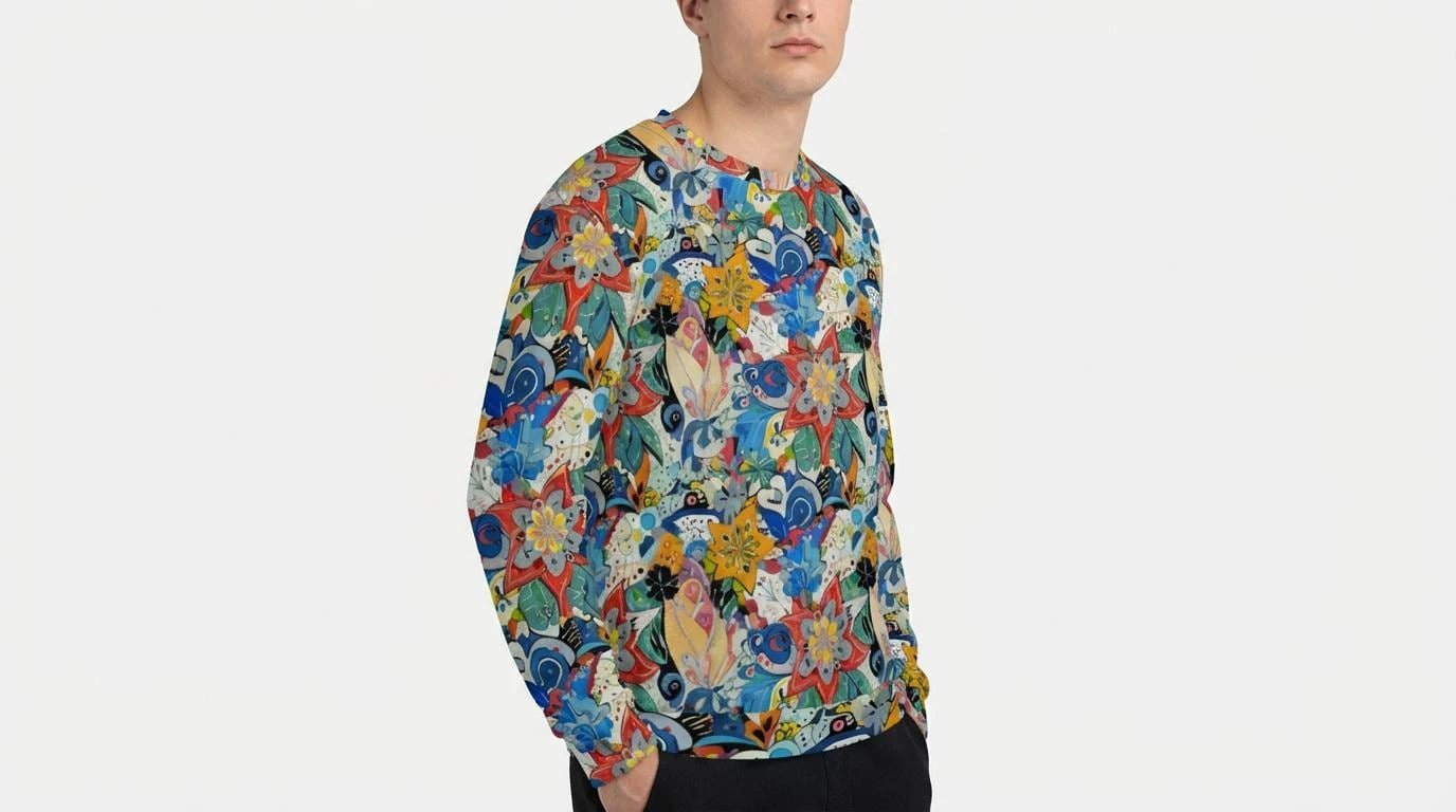 Floral Fusion All-Over Print Unisex O-neck Sweatshirt | 310GSM Cotton by Aesthetic Rebellion