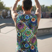 AI Art Tank Top | Vibrant Glitchcore Jersey by Aesthetic Rebellion