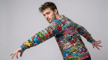 OG Graffiti Tag Sweatshirt, Vibrant All Over Print Crewneck Cotton, Unisex Streetwear Classic Top by Aesthetic Rebellion