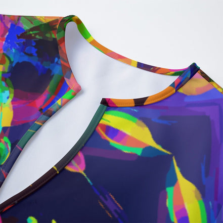 "Exotic Bloom" Women's Long Sleeve Outwear | Lightweight Boho V-Neck Duster Jacket - Aesthetic Rebellion