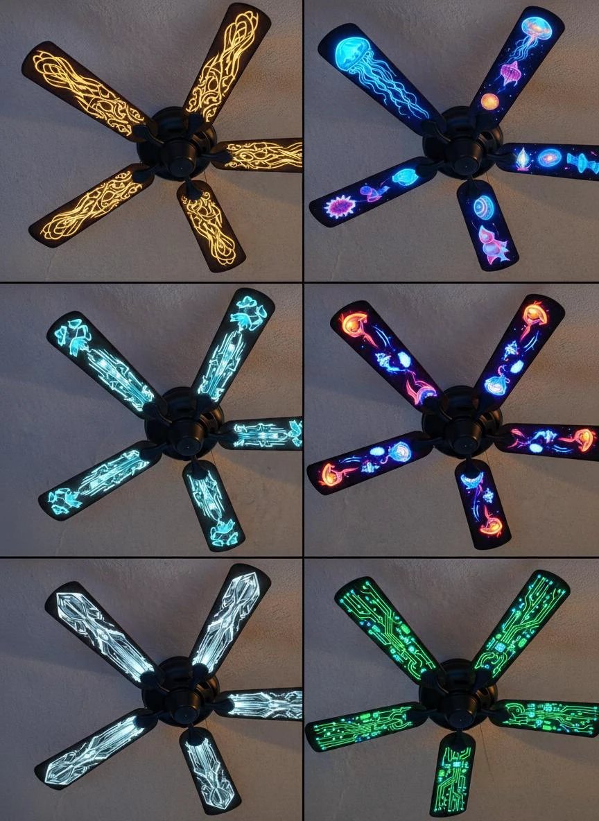 Kinetic Insect Ceiling Fan Decals | Cyberpunk Steampunk Art by Aesthetic Rebellion