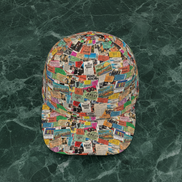 Maximalist AOP Snapback for Wanderlust Dressers — Ticket To Somewhere Bent Brim Cap, Festival Travel Hat, Streetwear Statement, Outdoor Adventure Cap, Unisex Bold Print